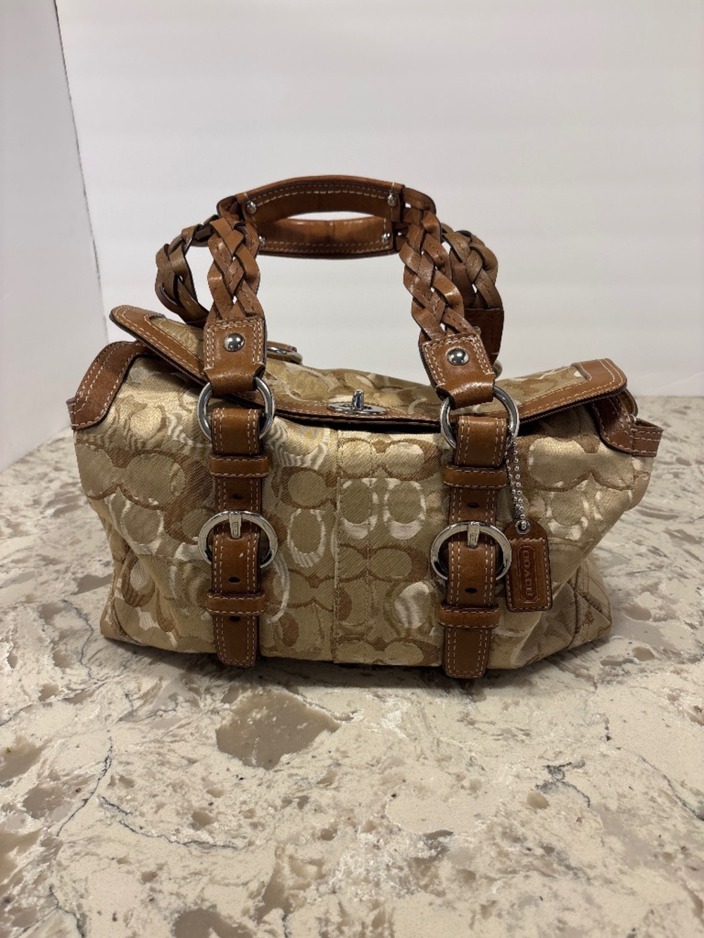 Vintage Coach 10995 Chelsea Optic Signature Turn lock Satchel Handbag